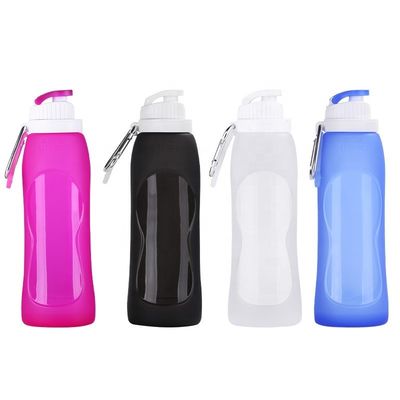 Bottiglia d'acqua in silicone pieghevole con rivestimento anticorrosione per sport e viaggi
