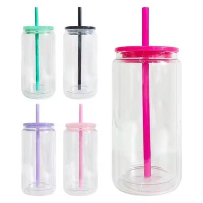 Bottiglia di vetro colorata da 16 oz per tazze di birra e acqua di frutta portatile