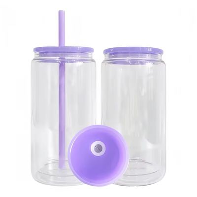 Bottiglia di vetro colorata da 16 oz per tazze di birra e acqua di frutta portatile