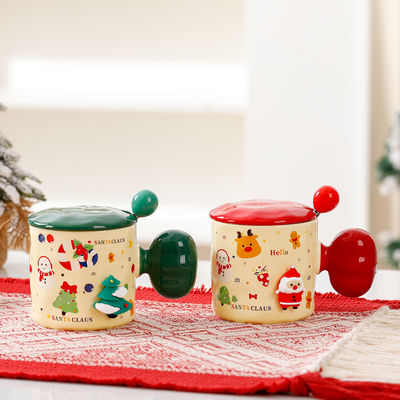 Tazza di Natale 3D su misura con coperchio e cucchiaio di alta bellezza Tazza di ceramica 380 ml Capacità
