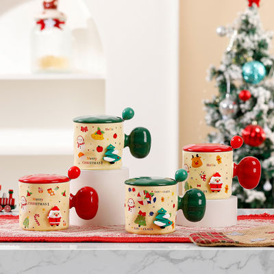 Tazza di ceramica per Natale 3D su misura con coperchio e cucchiaio Capacità 380 ml