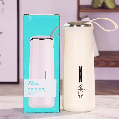 Bottiglia di tè in vetro sostenibile da 450 ml con resistenza alle alte temperature e logo personalizzato