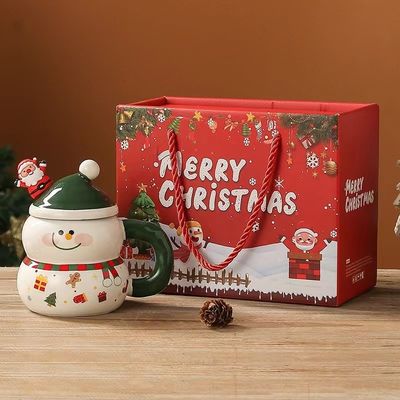 1 pezzo di garanzia Ceramica Santa Mug Coppa di Natale con disegno del logo personalizzato e cucchiaio