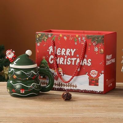 1 pezzo di garanzia Ceramica Santa Mug Coppa di Natale con disegno del logo personalizzato e cucchiaio
