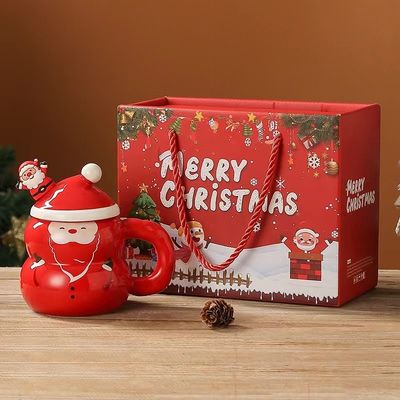 1 pezzo di garanzia Ceramica Santa Mug Coppa di Natale con disegno del logo personalizzato e cucchiaio