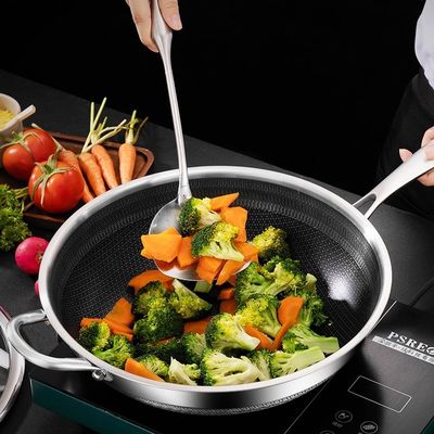 Stampa personalizzata Logo Wok in acciaio inossidabile adatto per stufe e cucina ecologica