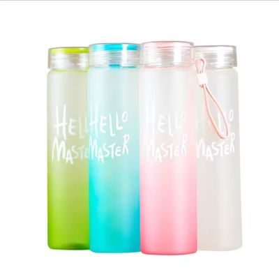 Sostenibile 500ml BPA Free Custom LOGO Gradient Frosted Glass Water Bottle Cup per studenti