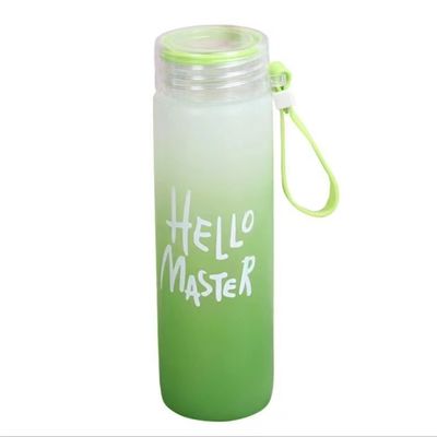 Sostenibile 500ml BPA Free Custom LOGO Gradient Frosted Glass Water Bottle Cup per studenti
