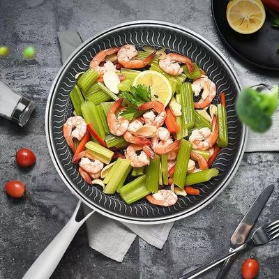 Acciaio inossidabile Honeycomb Nonstick Wok Fritti con coperchio di vetro per fornelli di uso generale