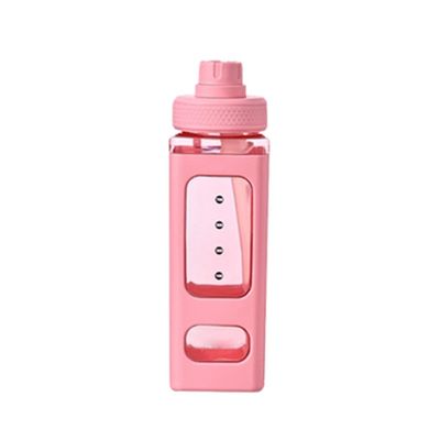 Bottiglia d'acqua di plastica quadrata da 700 ml dotata di rivestimento anticorrosione e paglia