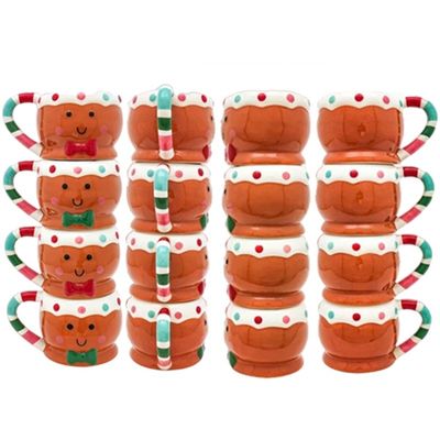 HANDGRIP 3D Cartone animato 10OZ Cute regali Ceramica Pane di zenzero uomo tazza di caffè per Natale