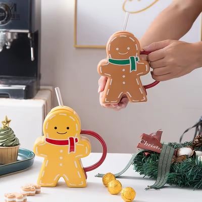 Tazza ceramica regalo di Natale a forma di pan di zenzero Tazza da caffè per bevande sostenibili Tipo