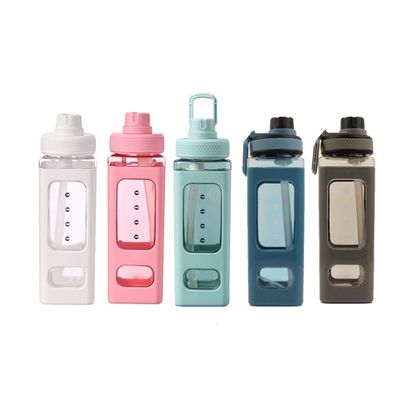 Stocked Eco Friendly Clear Portable Square Reusable Sport Plastic Drink Water Bottle Con Corda