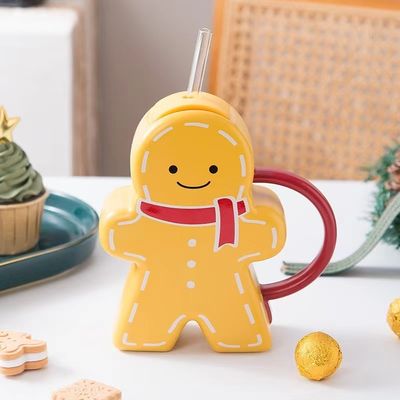 Miglior design moderno 16oz cartone animato Cute ceramica Natale Pane di zenzero tazza di caffè Acqua scaffale