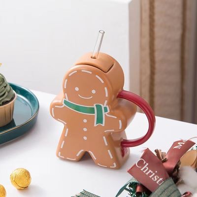16oz di cartoni animati Carina ceramica Natale Pane di zenzero Tazza di caffè Perfetto per la stagione delle vacanze