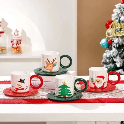 Set regalo di Natale di ceramica di tipo osseo moderno di moda con disegno da pupazzo di neve di personalità