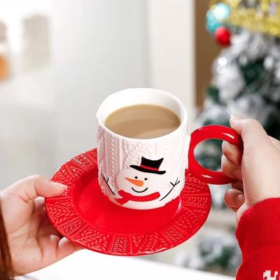 Stile natalizio in tazza di tè in ceramica in rilievo con logo personalizzato Babbo Natale e modello dell'albero