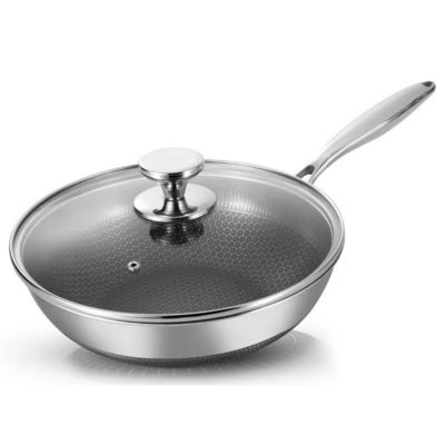 30 cm di diametro Honeycomb Wok per cucina domestica con coperchio di vetro e rivestimento antiaderente