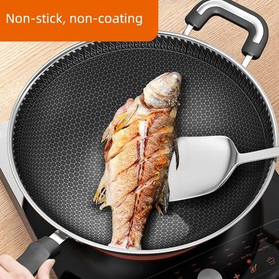 30 cm di diametro Honeycomb Wok per cucina domestica con coperchio di vetro e rivestimento antiaderente