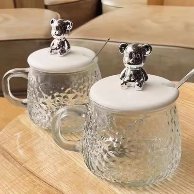 Disegno minimalista Tazza da caffè in vetro con maniglia Capo cucchiaio Alto aspetto Capacità 380ml