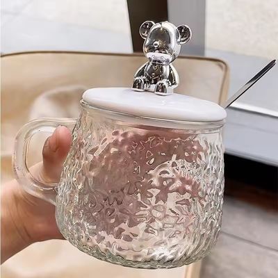 Disegno minimalista Tazza da caffè in vetro con maniglia Capo cucchiaio Alto aspetto Capacità 380ml