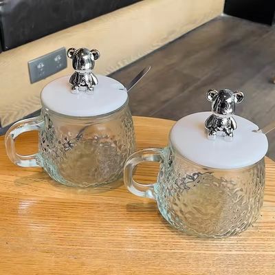 Disegno minimalista Tazza da caffè in vetro con maniglia Capo cucchiaio Alto aspetto Capacità 380ml