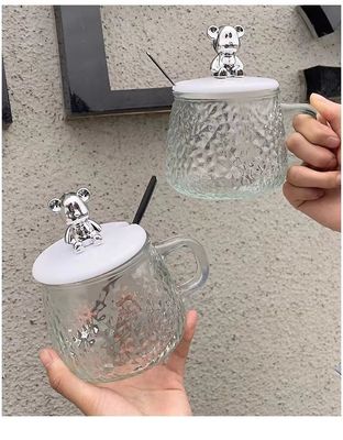 Disegno minimalista Tazza da caffè in vetro con maniglia Capo cucchiaio Alto aspetto Capacità 380ml