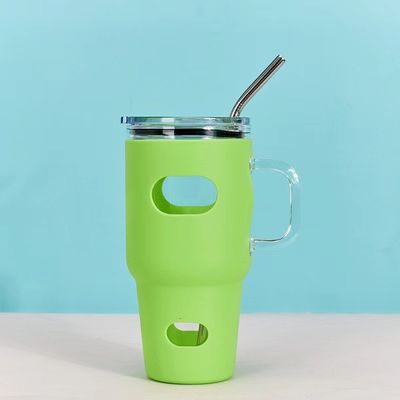 Sublimazione di grado alimentare 32 oz Tumbler di vetro con coperchio di legno e paglia Eco-friendly