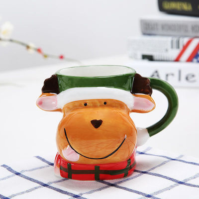 Tazza di ceramica natalizia personalizzata con disegno 3D di Babbo Natale in stile cartone animato e colore personalizzato