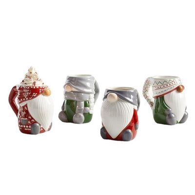 Tazza di ceramica natalizia personalizzata con disegno 3D di Babbo Natale in stile cartone animato e colore personalizzato