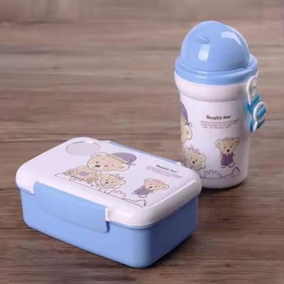 500 ml di bollitore di paglia scatola di plastica per pranzo con tazza d'acqua perfetto per la varietà di pranzo