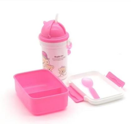 Comodo 500ml Straw Kettle Plastic Lunch Box Set per studenti e bambini