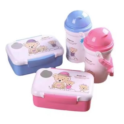 Comodo 500ml Straw Kettle Plastic Lunch Box Set per studenti e bambini