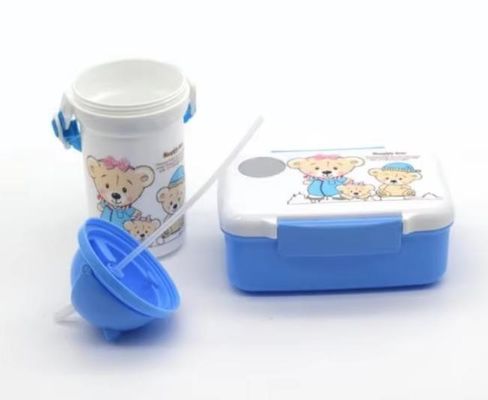 17*12*6,5cm Disegno di animazione di plastica Bambini carini Bento Lunch Box Set con bottiglia d'acqua
