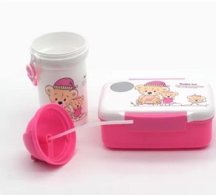 17*12*6,5cm Disegno di animazione di plastica Bambini carini Bento Lunch Box Set con bottiglia d'acqua