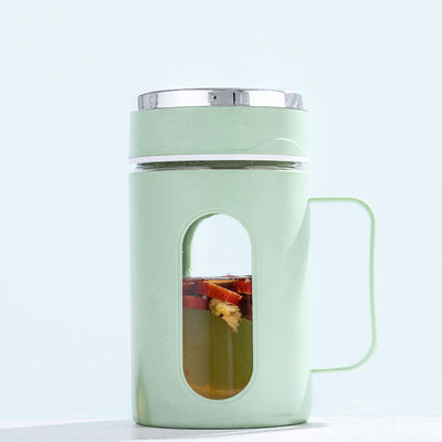 Bottiglie d'acqua di vetro con maniglia per ufficio a prova di perdite Promozione di tazze di acqua calda
