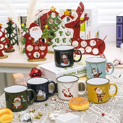 Logo personalizzato 14 oz Tazza di Natale in ceramica Portatile Riutilizzabile divertente tazza di cioccolato regalo di Natale