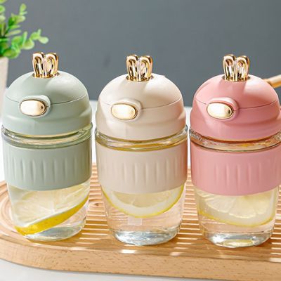 Logo personalizzato Acceptabile 420ml Occhi di coniglio in vetro Set silicone per regali delicati