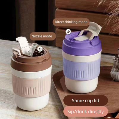 400 ml/550 ml Capacità Portable Multifunctional Glassware Cute Glass Coffee Cup con paglia