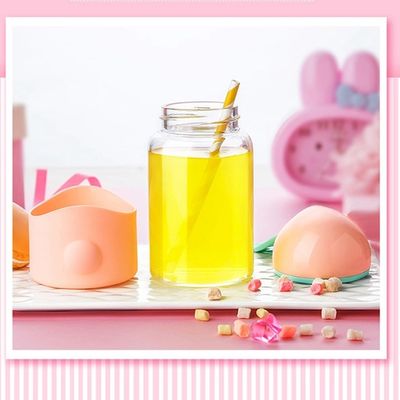 Coppa di vetro d'acqua con disegno creativo di coniglio di cartone animato e disegno sigillato portabile impermeabile