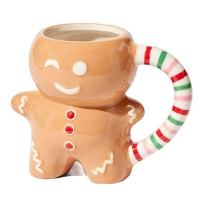 MUGS Drinkware Tipo 10OZ Tazza ceramica per il caffè di Natale con il design di Cute Gingerbread Man