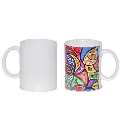 Tazza di caffè per ufficio in ceramica di qualità alimentare 11 oz bianca con disegno personalizzato