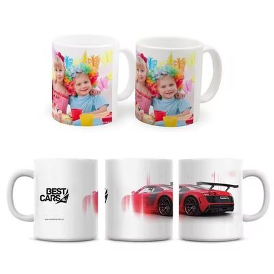 Tazza di caffè per ufficio in ceramica di qualità alimentare 11 oz bianca con disegno personalizzato
