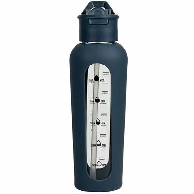 700 ml/1000 ml bottiglie portatili di vetro con logo personalizzato con maniche in silicone e timbre