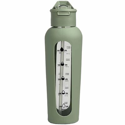700 ml/1000 ml bottiglie portatili di vetro con logo personalizzato con maniche in silicone e timbre