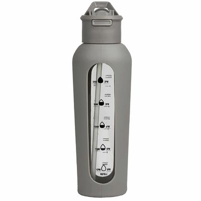 700 ml/1000 ml bottiglie portatili di vetro con logo personalizzato con maniche in silicone e timbre