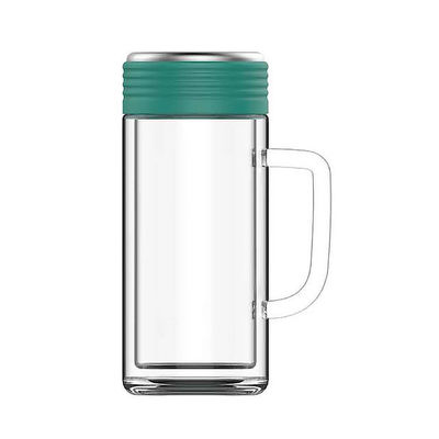 Tazza d'acqua isolante in vetro trasparente in stile classico con maniglie e compartimenti da tè