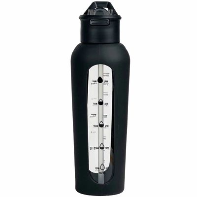 700 ml/1000 ml bottiglie portatili di vetro con logo personalizzato con maniche in silicone e timbre