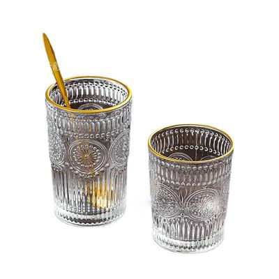 380 ml Retro Borsa in vetro oro in rilievo Tazza di acqua in vetro in rilievo girasole