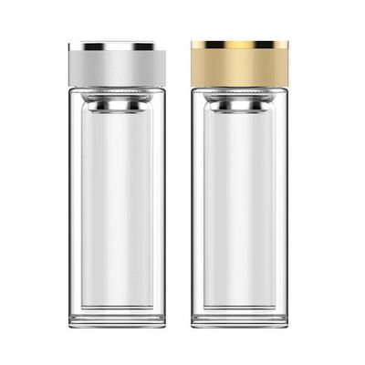 Bottiglia commerciale portatile e impermeabile di 300 ml di vetro trasparente a doppia parete con filtro per tè